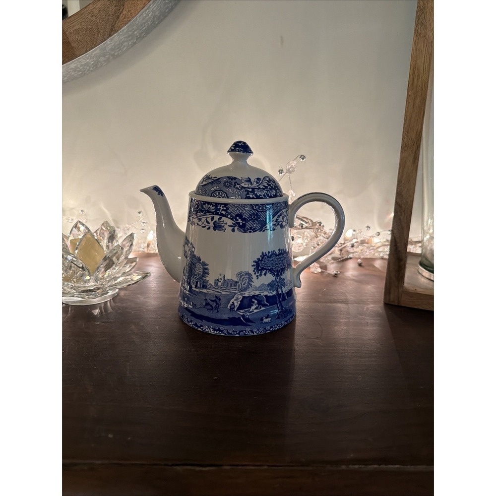 Teapot-Tea Pot with Lid-Blue Italian Pattern by Spode-Ascot Version